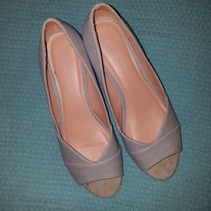 Kelly and Katie, Light Blue Wedge, Peep Toe Sandal